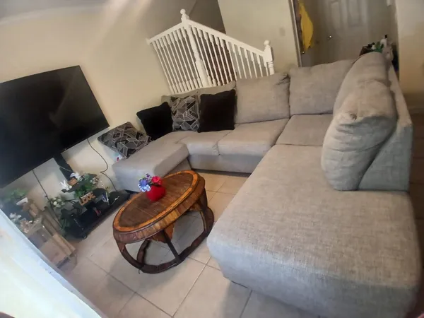 a living room with furniture