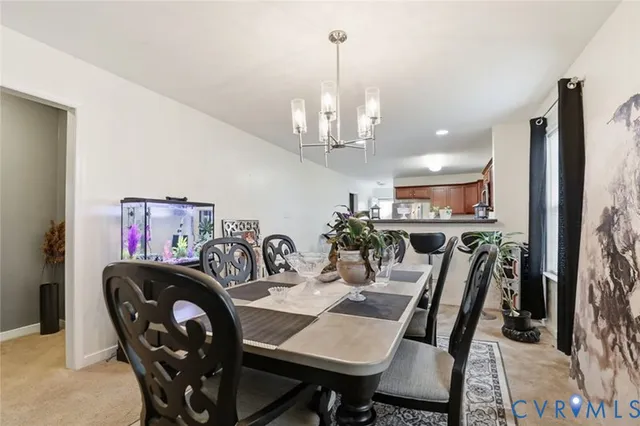 a view of a dining room and livingroom view