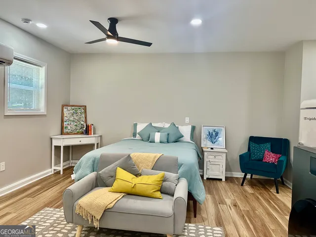 a living room with furniture