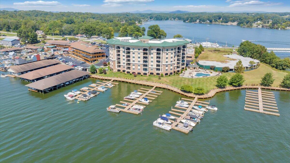 100 Bridgewater Pointe Place, Unit 502 Moneta, VA 24121 - Photo 49 of 54 an aerial view of a house with outdoor space lake view