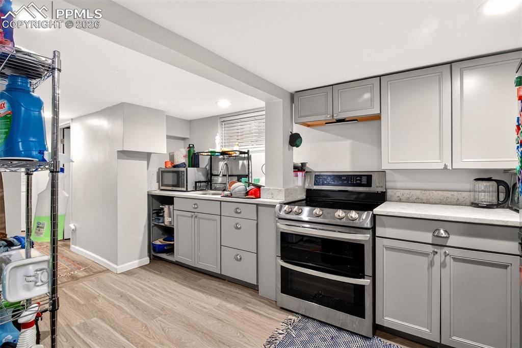 4 West Harrison Street Colorado Springs, CO 80907 - Photo 42 of 49 a kitchen with white cabinets and appliances