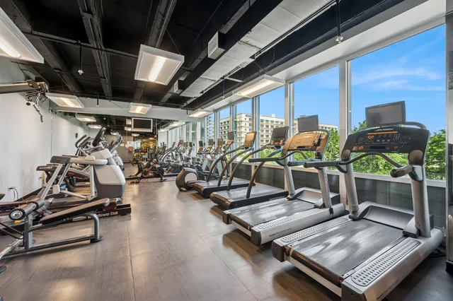 a view of a room with gym equipment