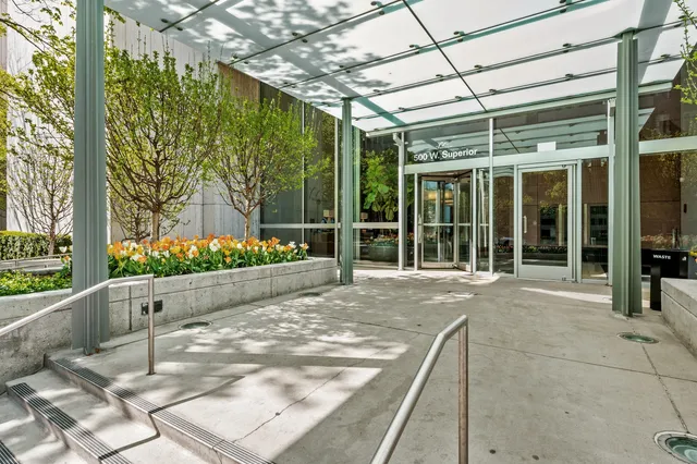 a front view of a multi story building