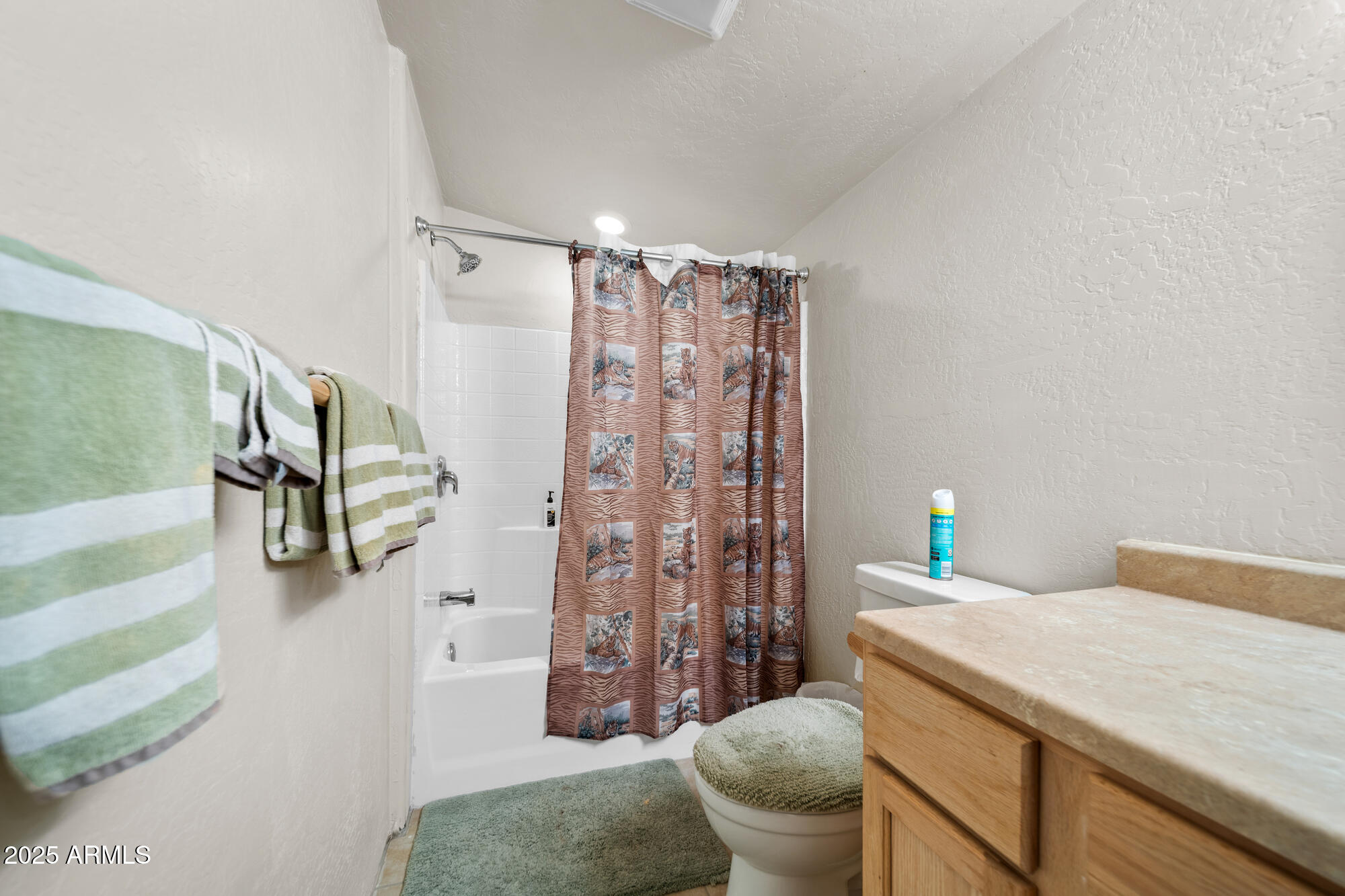 5468 Apache Trail Pinetop, AZ 85935 - Photo 65 of 73 a bathroom with a granite countertop sink a toilet and shower