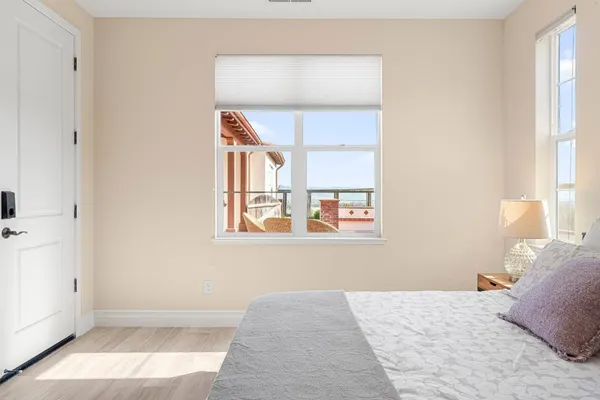 a view of a city from a balcony