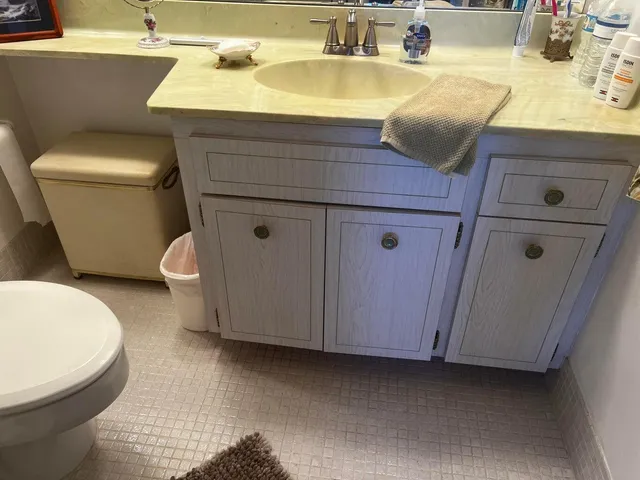 a bathroom with a sink and a toilet