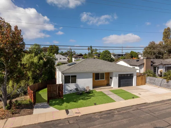 front view of a house with a yard