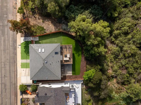 an aerial view of a house