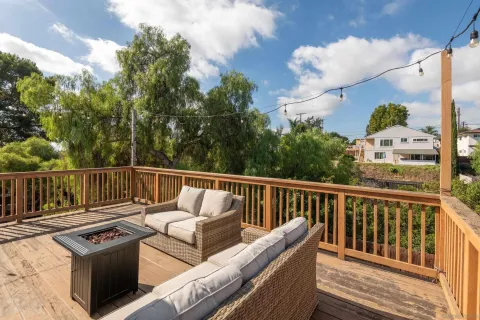 a view of a chair in the roof deck