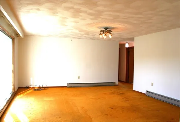 a view of a room with painted walls