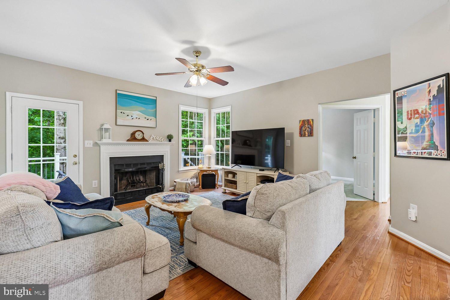 3707 Turn Back Trail Triangle, VA 22172 - Photo 10 of 55 a living room with furniture a flat screen tv and a fireplace