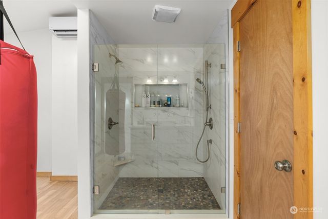 a bathroom with a shower