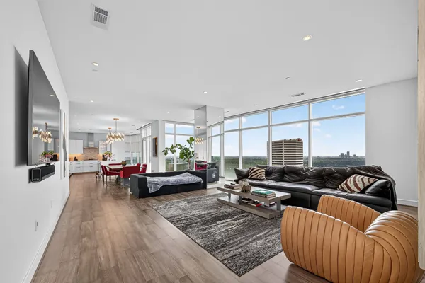 wooden floor with furniture