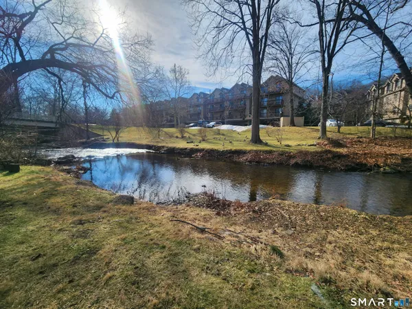 a view of a lake with houses