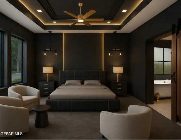 a bedroom with bed and window