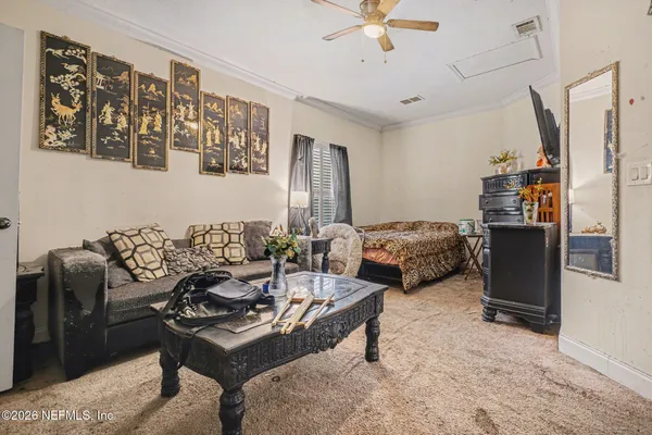 a living room with furniture