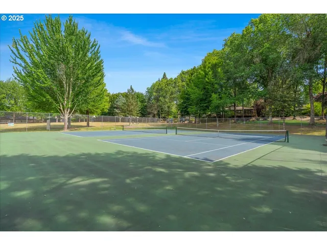 a view of a park with swings