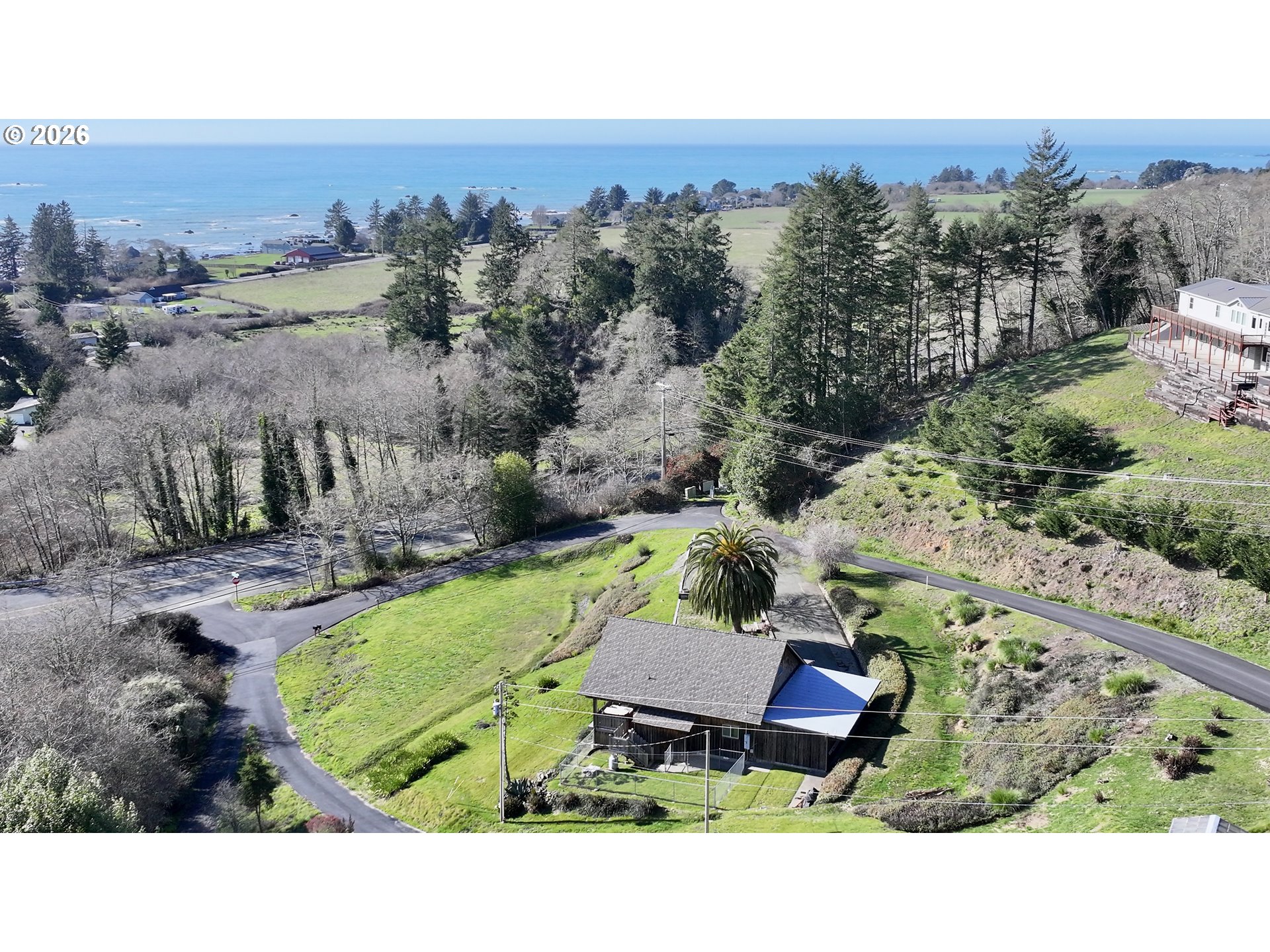 a view of a chairs and table in the backyard