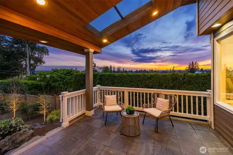 a backyard of a house with seating space
