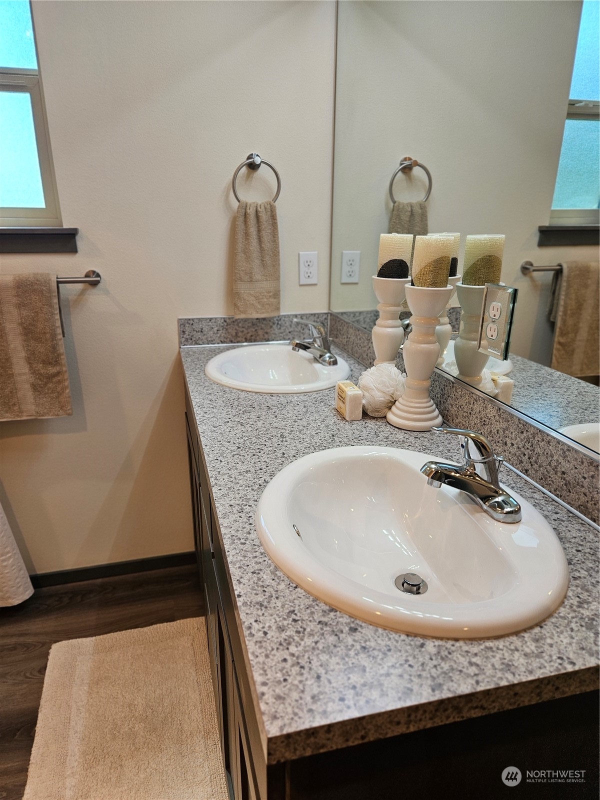 3651 Pine Road Northeast Bremerton, WA 98310 - Photo 24 of 29 a bathroom with a granite countertop sink and a mirror