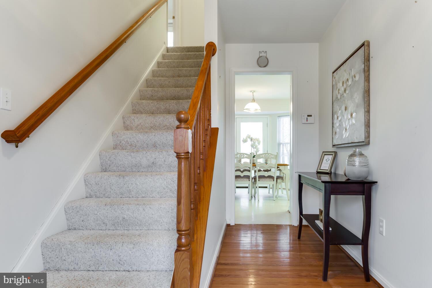 Foyer with hardwood