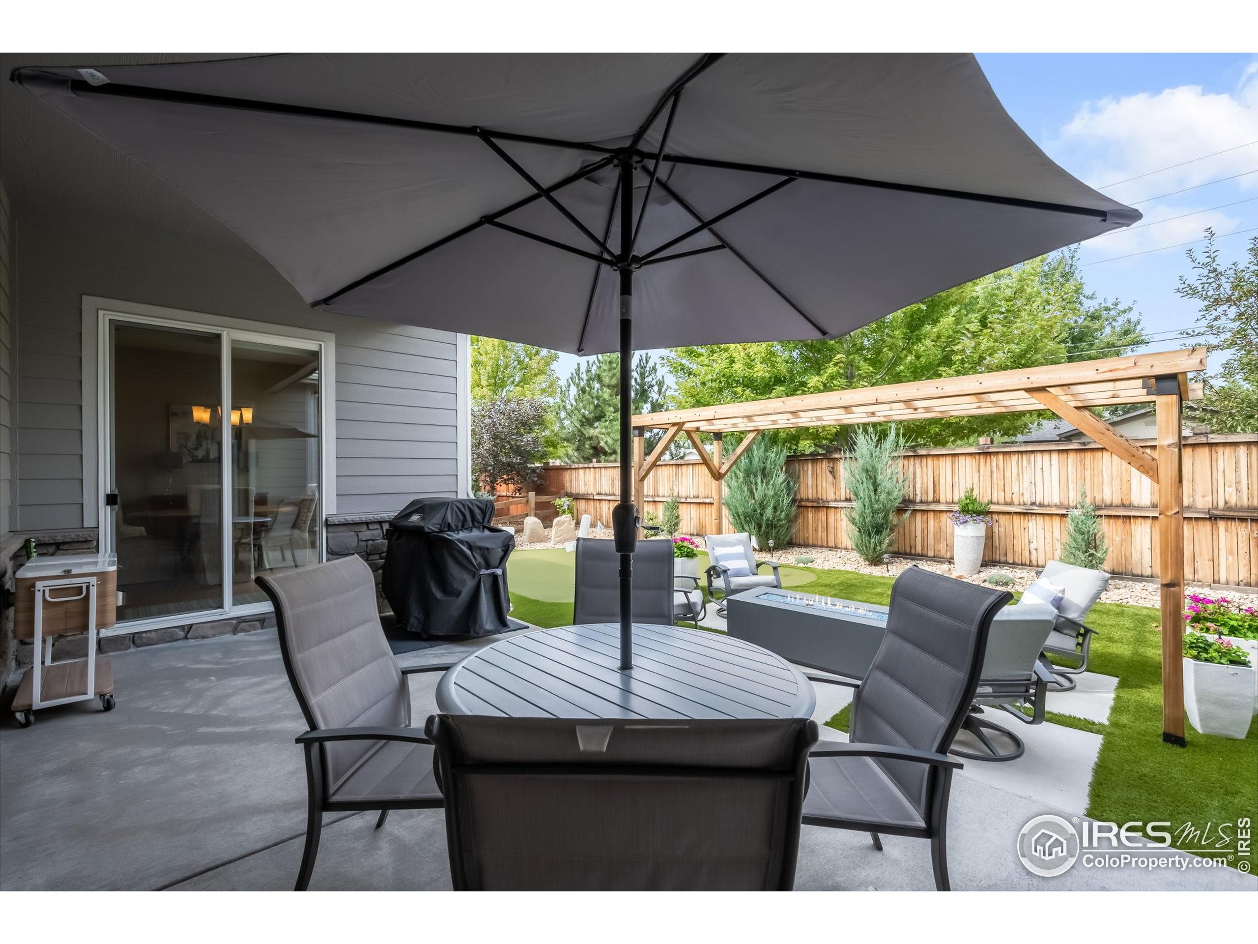5799 Howell Street Golden, CO 80403 - Photo 36 of 50 a view of an outdoor sitting area with furniture and umbrella