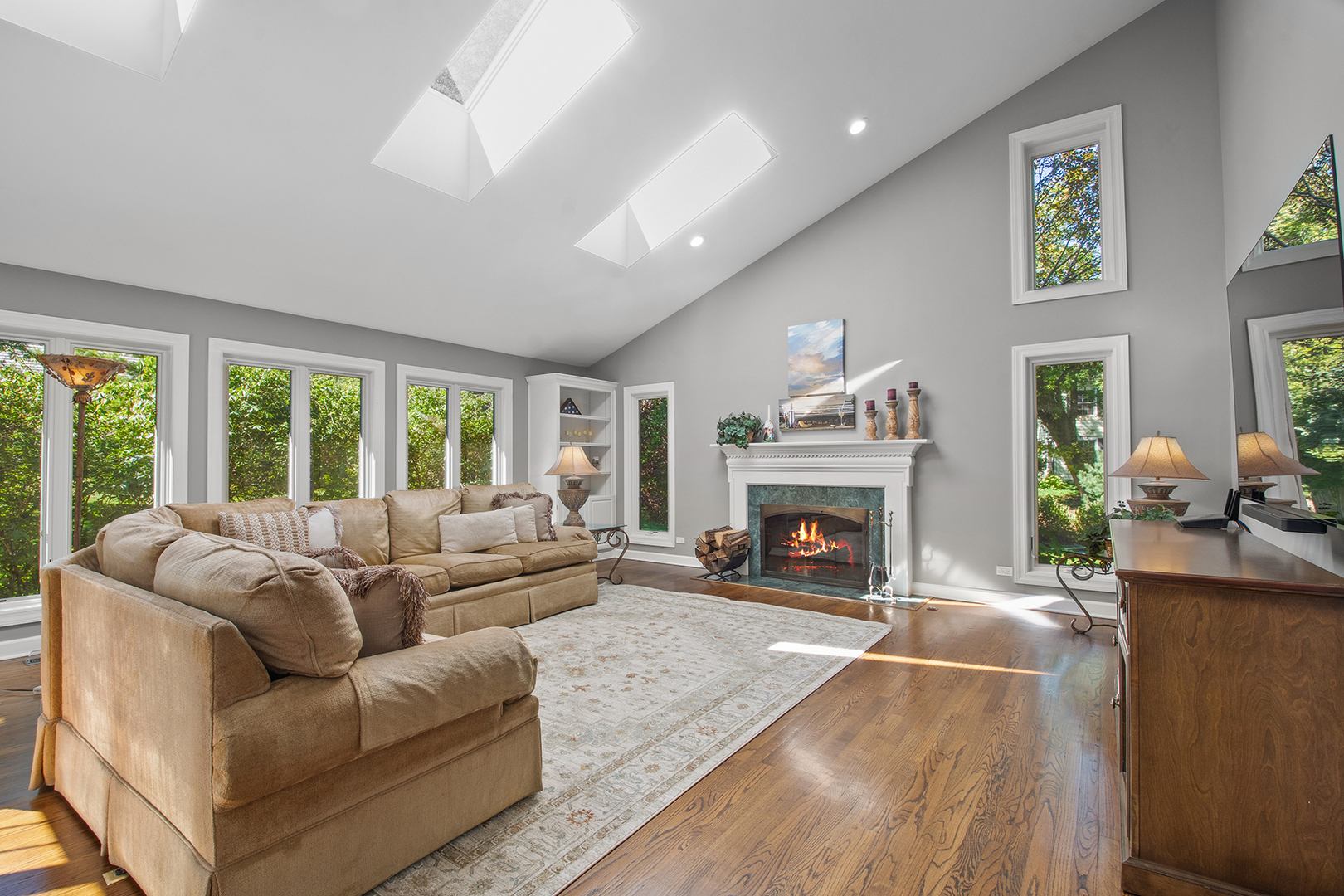 100 Boardman Court Lake Bluff, IL 60044 - Photo 12 of 33 a living room with furniture and a fireplace