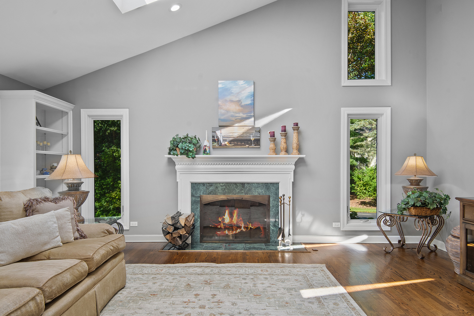 100 Boardman Court Lake Bluff, IL 60044 - Photo 15 of 33 a living room with furniture and a fireplace