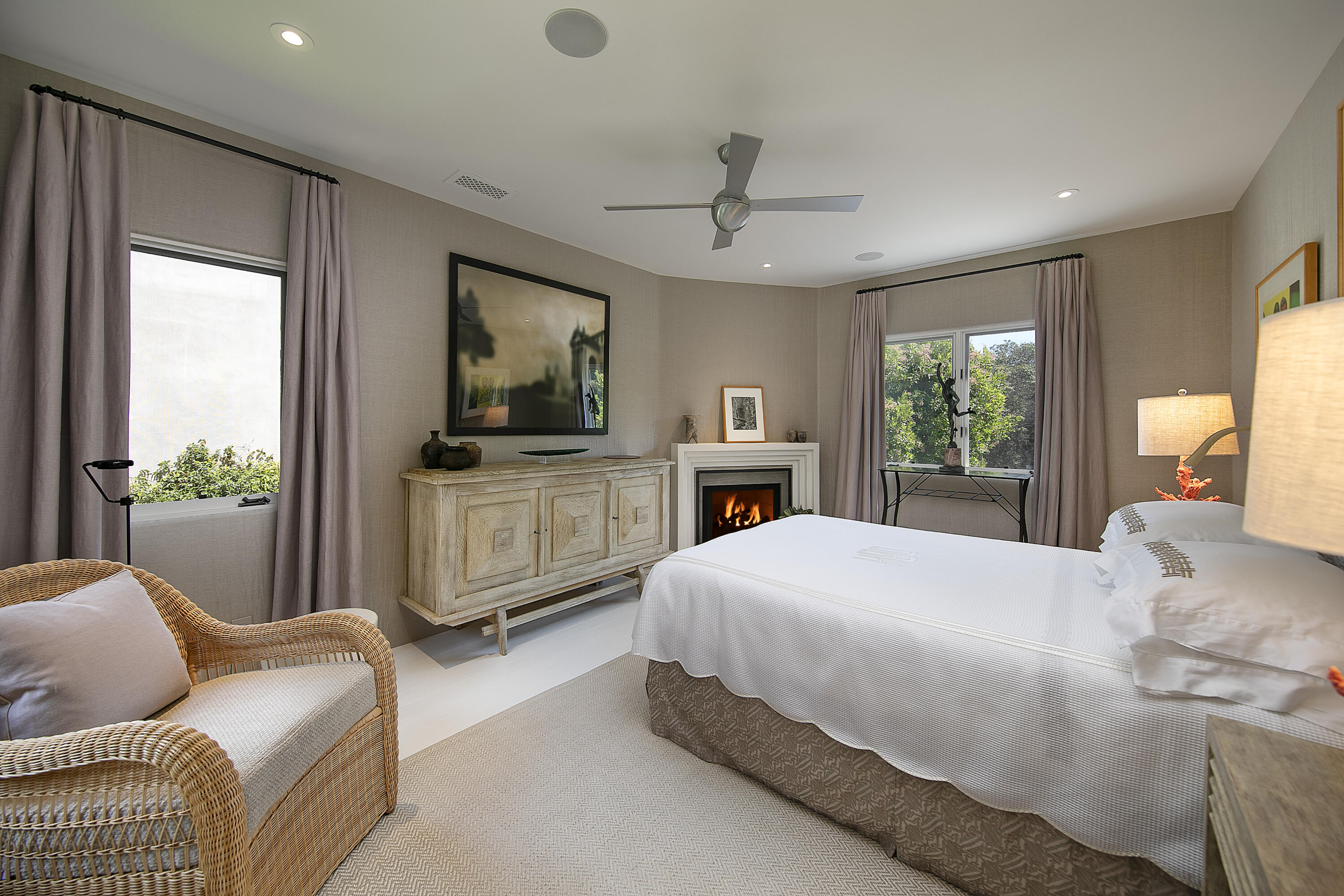 85 Depot Road Montecito, CA 93108 - Photo 5 of 14 a spacious bedroom with a bed and glass windows