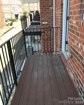 a view of wooden balcony