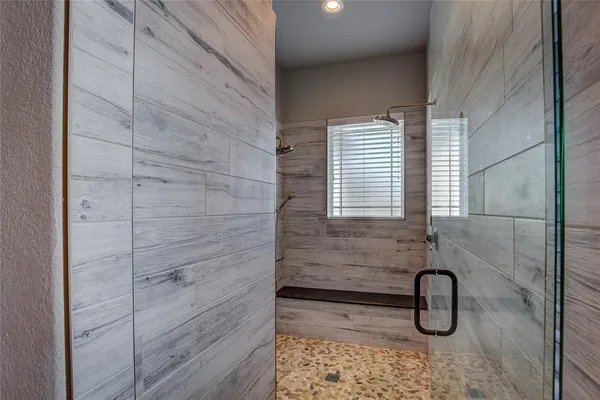 a bathroom with a shower