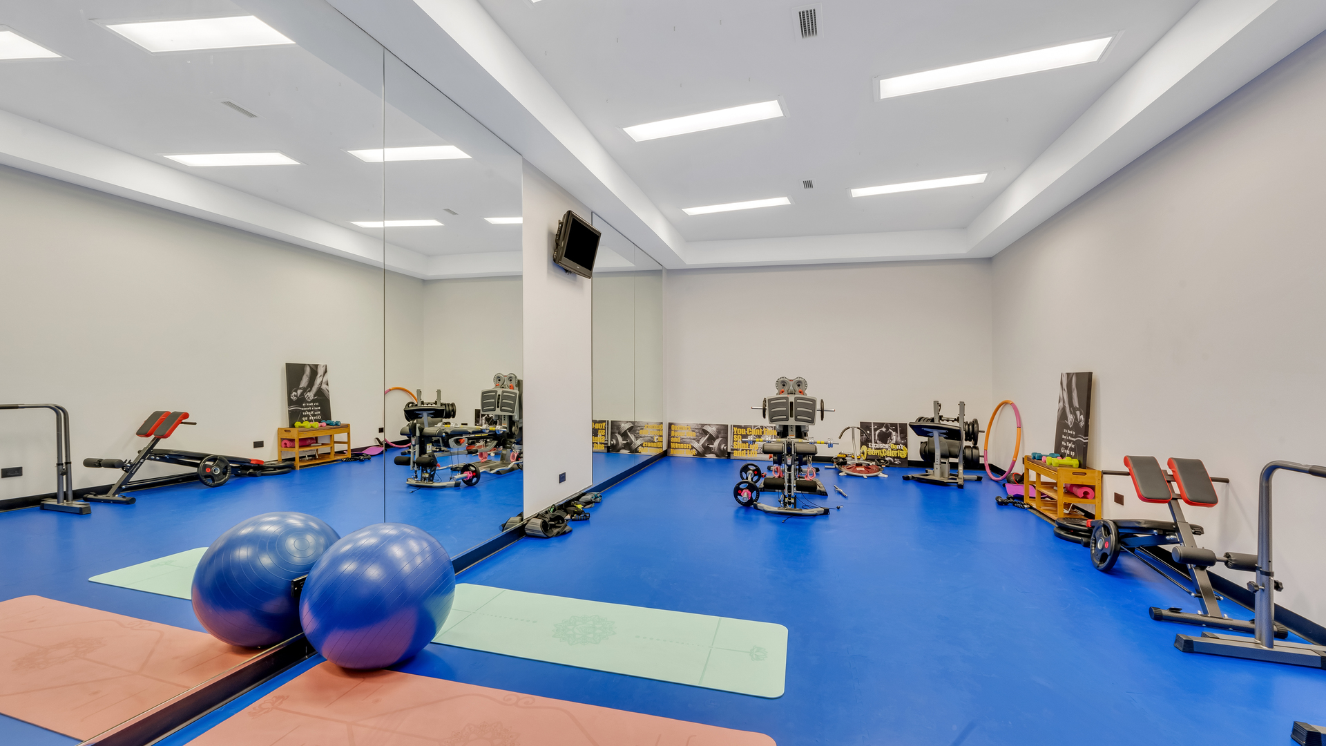137 Singletree Road Orland Park, IL 60467 - Photo 52 of 75 a room with gym equipment and wooden floor