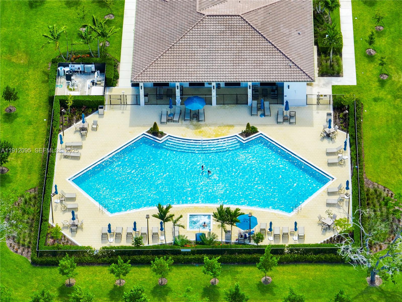 11964 Southwest 244th Street Homestead, FL 33032 - Photo 62 of 62 an aerial view of a house with swimming pool patio and outdoor seating