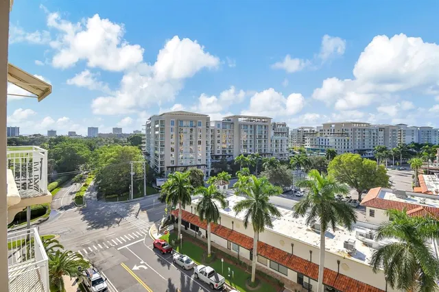 a view of a city from a balcony