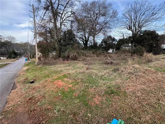 a view of a yard with trees