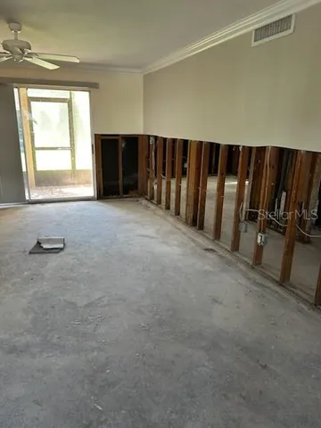 an empty room with windows