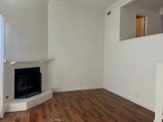 a room with a fireplace