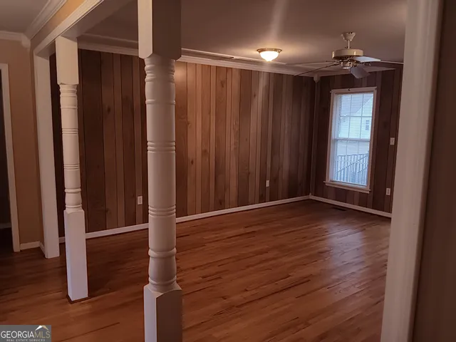 a view of wooden door