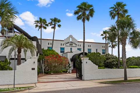a view of a building on the street