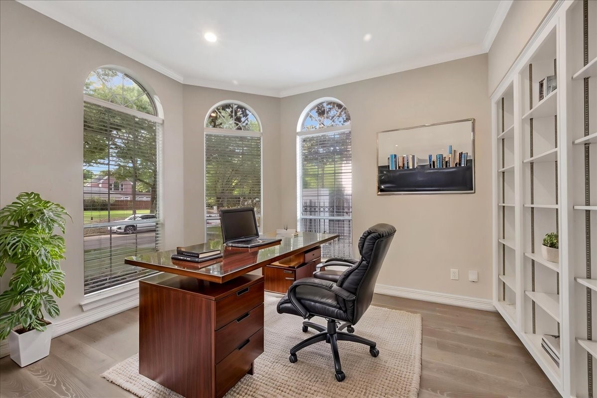 15511 Turtle Oak Court Houston, TX 77059 - Photo 13 of 50 a view of workspace with wooden floor and windows
