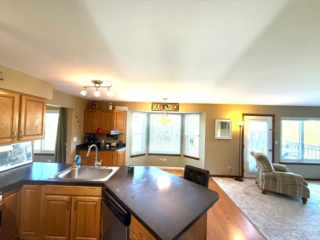 a kitchen with counter top space