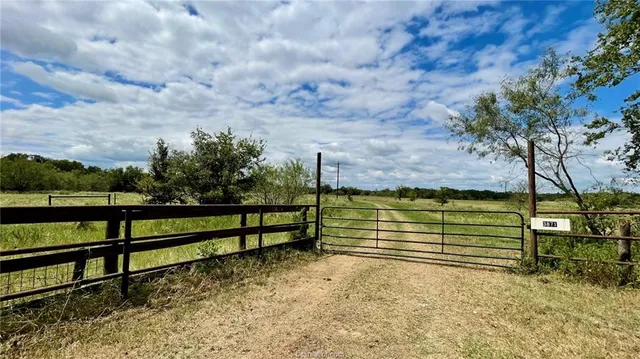 a view of a yard with wooden fence