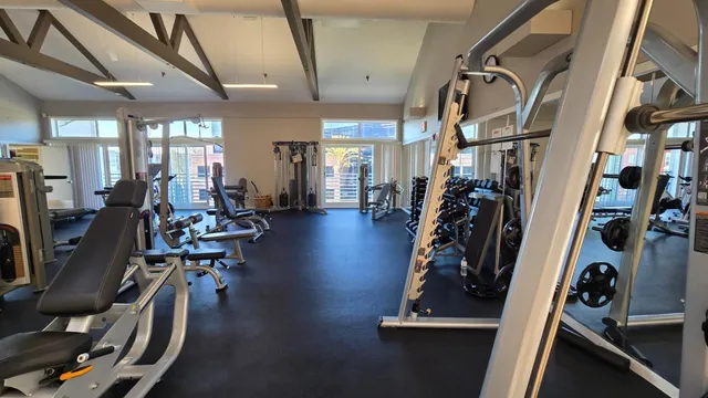 a view of a room with gym equipment
