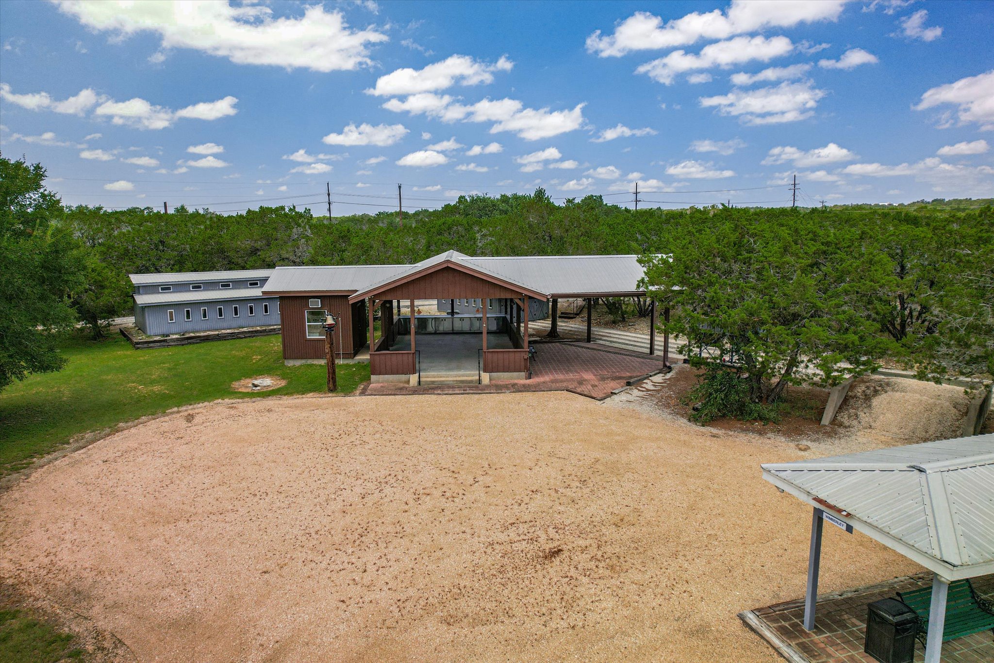 3820 River Road Wimberley, TX 78676 - Photo 32 of 37 Aerial view of the outdoor pavilion