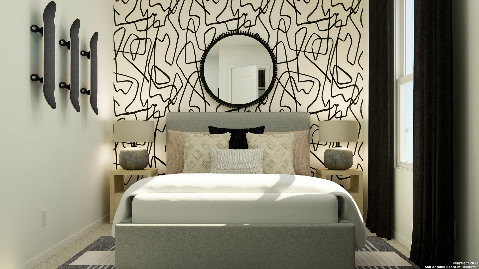 6725 Marble Ridge Elmendorf, TX 78112 - Photo 17 of 18 a bedroom with a bed and a mirror