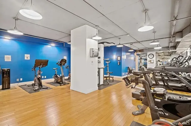 a view of a room with gym equipment