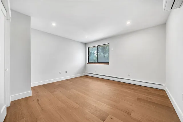 an empty room with a workbench
