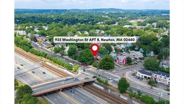 an outdoor space with seating area
