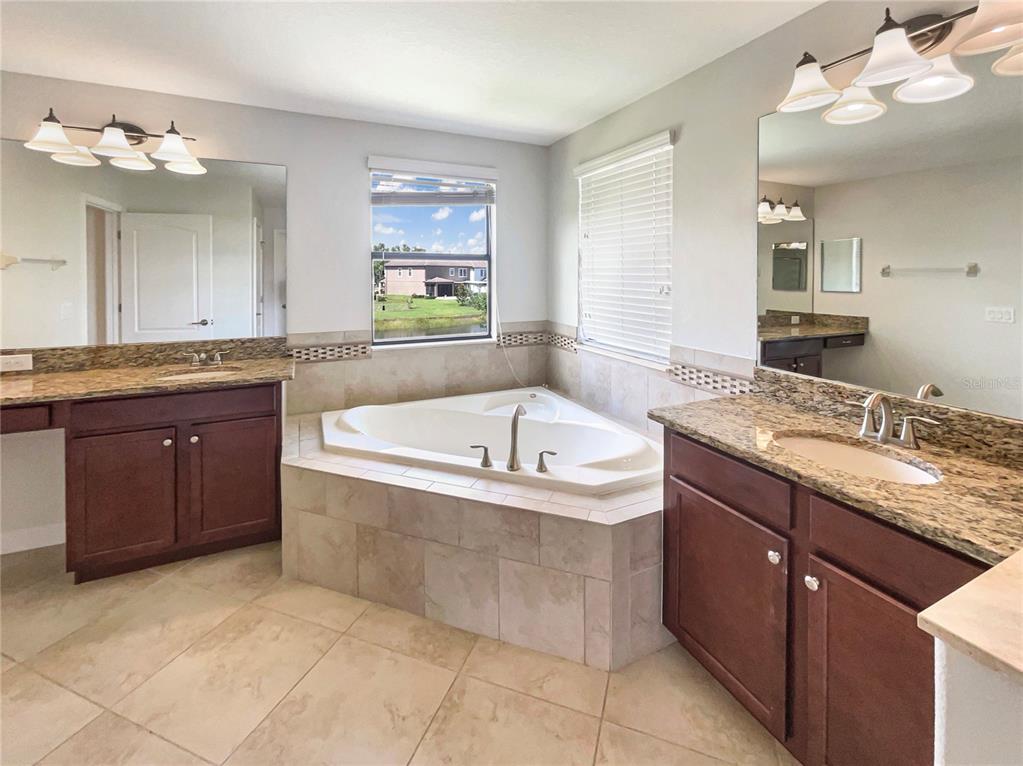 19491 Paddock View Drive Tampa, FL 33647 - Photo 7 of 28 a spacious bathroom with a granite countertop bathtub a sink and a mirror
