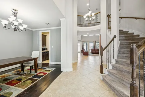 a view of a hallway with workspace